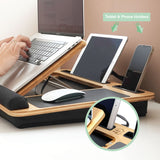 Laptop Stands: CARLA HOME Bamboo Laptop Lap Desk with Cushion, Angle Adjustable and Sleeve Case Bag for Office and Home