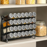 Food Storage: Spice Rack organiser with 28 Spice Jars, Spice Labels, Funnel and Marker for Kitchen Countertop
