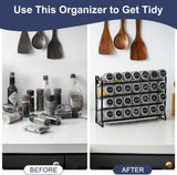 Food Storage: Spice Rack organiser with 28 Spice Jars, Spice Labels, Funnel and Marker for Kitchen Countertop