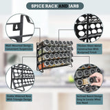 Food Storage: Spice Rack organiser with 28 Spice Jars, Spice Labels, Funnel and Marker for Kitchen Countertop
