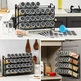 Food Storage: Spice Rack organiser with 28 Spice Jars, Spice Labels, Funnel and Marker for Kitchen Countertop