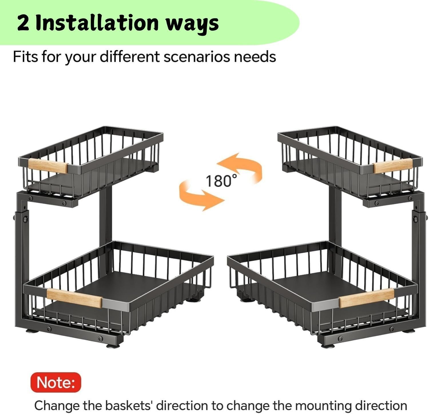 Drying Racks & Hangers: 2-Tier Kitchen Under Sink Organiser Storage with Height Adjustable, Unique Slide Rail & Suction Cups for Storage