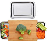 Food Storage: Chopping Board with with 2 Organiser Stainless Steel Trays Containers