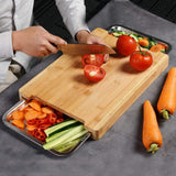 Food Storage: Chopping Board with with 2 Organiser Stainless Steel Trays Containers