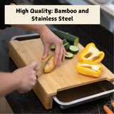 Food Storage: Chopping Board with with 2 Organiser Stainless Steel Trays Containers