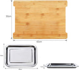 Food Storage: Chopping Board with with 2 Organiser Stainless Steel Trays Containers