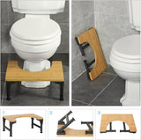 Toilet & Bidet Accessories: Bamboo Toilet Stool Foldable and Adjustable Height with Non-Slip Layer for Bathroom