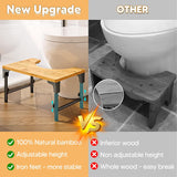 Toilet & Bidet Accessories: Bamboo Toilet Stool Foldable and Adjustable Height with Non-Slip Layer for Bathroom