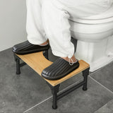 Toilet & Bidet Accessories: Bamboo Toilet Stool Foldable and Adjustable Height with Non-Slip Layer for Bathroom