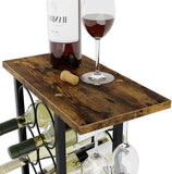 Wine Racks: Wine Rack Countertop Wooden & Metal Holder for 6 Bottles & 2 Glasses