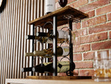 Wine Racks: Wine Rack Countertop Wooden & Metal Holder for 6 Bottles & 2 Glasses