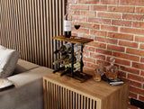 Wine Racks: Wine Rack Countertop Wooden & Metal Holder for 6 Bottles & 2 Glasses