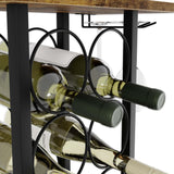 Wine Racks: Wine Rack Countertop Wooden & Metal Holder for 6 Bottles & 2 Glasses