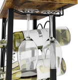 Wine Racks: Wine Rack Countertop Wooden & Metal Holder for 6 Bottles & 2 Glasses