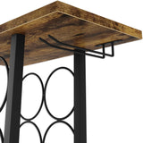 Wine Racks: Wine Rack Countertop Wooden & Metal Holder for 6 Bottles & 2 Glasses