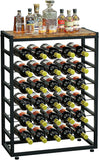6-Tier Freestanding Wine Rack for 30 Bottles with Wood Countertop and Sturdy Metal Frame