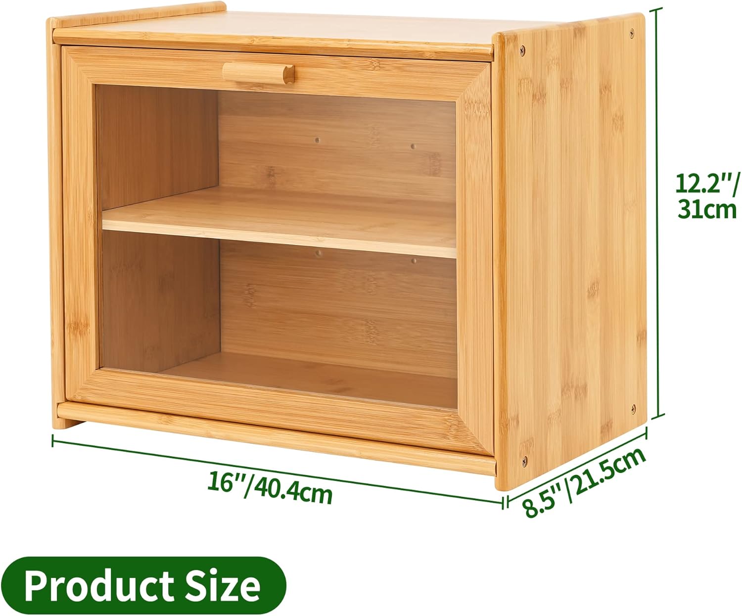 Food Storage: Double Layer Bamboo Bread Box for Kitchen Counter with Large Capacity and Transparent Window