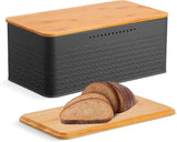 Food Storage: Bread Bin with Bamboo Lid used as Chopping Board for Kitchen Countertop