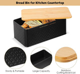 Food Storage: Bread Bin with Bamboo Lid used as Chopping Board for Kitchen Countertop