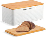 Food Storage: Bread Bin with Bamboo Lid used as Chopping Board for Kitchen Countertop