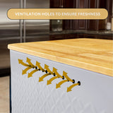 Food Storage: Bread Bin with Bamboo Lid used as Chopping Board for Kitchen Countertop