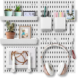 Storage Cabinets & Lockers: Pegboard Combination Kit with 4 Pegboards and 18 Accessories Modular Hanging for Wall Organiser
