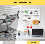 Storage Cabinets & Lockers: Pegboard Combination Kit with 4 Pegboards and 18 Accessories Modular Hanging for Wall Organiser