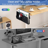 Filing & Organisation: Under Desk Side Laptop Holder Storage with No Drill Cable Management Tray and Pen Storage for Office and Home
