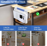Filing & Organisation: Under Desk Side Laptop Holder Storage with No Drill Cable Management Tray and Pen Storage for Office and Home