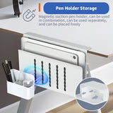 Filing & Organisation: Under Desk Side Laptop Holder Storage with No Drill Cable Management Tray and Pen Storage for Office and Home