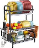 Dish Racks: Dish Drying Rack 3 Tier Large Capacity Kitchen Storage with Utensil and Cutting Board Holder