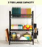 Dish Racks: Dish Drying Rack 3 Tier Large Capacity Kitchen Storage with Utensil and Cutting Board Holder