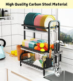 Dish Racks: Dish Drying Rack 3 Tier Large Capacity Kitchen Storage with Utensil and Cutting Board Holder