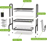 Dish Racks: Dish Drying Rack 3 Tier Large Capacity Kitchen Storage with Utensil and Cutting Board Holder