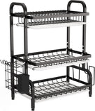 Dish Racks: Dish Drying Rack 3 Tier Large Capacity Kitchen Storage with Utensil and Cutting Board Holder