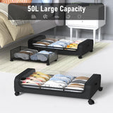 Clothing & Wardrobe Storage: XXL Under Bed Rolling Storage Containers with 50L Large Capacity and Wheels