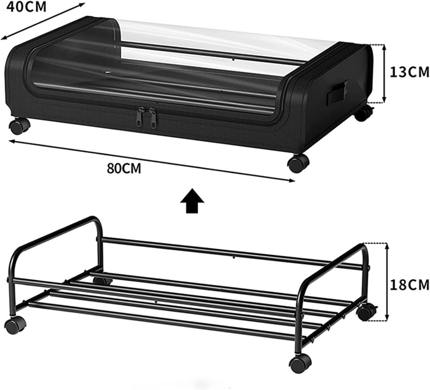 Clothing & Wardrobe Storage: XXL Under Bed Rolling Storage Containers with 50L Large Capacity and Wheels