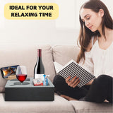 Filing & Organisation: Wooden Couch Cup Holder Tray with Soft Silicone & Rotatable Phone Holder for Storaging Drinks & Snacks