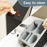 Filing & Organisation: Wooden Couch Cup Holder Tray with Soft Silicone & Rotatable Phone Holder for Storaging Drinks & Snacks