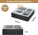 Filing & Organisation: Wooden Couch Cup Holder Tray with Soft Silicone & Rotatable Phone Holder for Storaging Drinks & Snacks