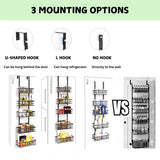 Food Storage: 4 Tier Adjustable Baskets Over Door Pantry Organiser for Home Kitchen