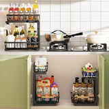 Drying Racks & Hangers: Set 2 pcs - 2-Tier Kitchen Under Sink Organiser Storage with Height Adjustable, Unique Slide Rail & Suction Cups for Storage