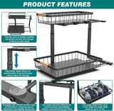 Drying Racks & Hangers: Set 2 pcs - 2-Tier Kitchen Under Sink Organiser Storage with Height Adjustable, Unique Slide Rail & Suction Cups for Storage