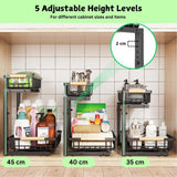 Drying Racks & Hangers: Set 2 pcs - 2-Tier Kitchen Under Sink Organiser Storage with Height Adjustable, Unique Slide Rail & Suction Cups for Storage