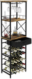 Wine Racks: CARLA HOME Freestanding Wine Rack for 20 Bottles with Wood Countertop and Sturdy Metal Frame