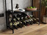 Wine Racks: CARLA HOME Large Wine Rack for 20 Bottles with Wood Countertop and Sturdy Metal Frame