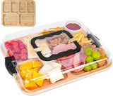 Bakeware & Accessories: CARLA HOME Bamboo Charcuterie Board with Lid & Handle ideal Gift for Kitchen, Party & Picnic (6 Compartments)