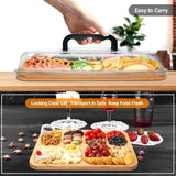 Bakeware & Accessories: CARLA HOME Bamboo Charcuterie Board with Lid & Handle ideal Gift for Kitchen, Party & Picnic (6 Compartments)