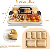 Bakeware & Accessories: CARLA HOME Bamboo Charcuterie Board with Lid & Handle ideal Gift for Kitchen, Party & Picnic (6 Compartments)