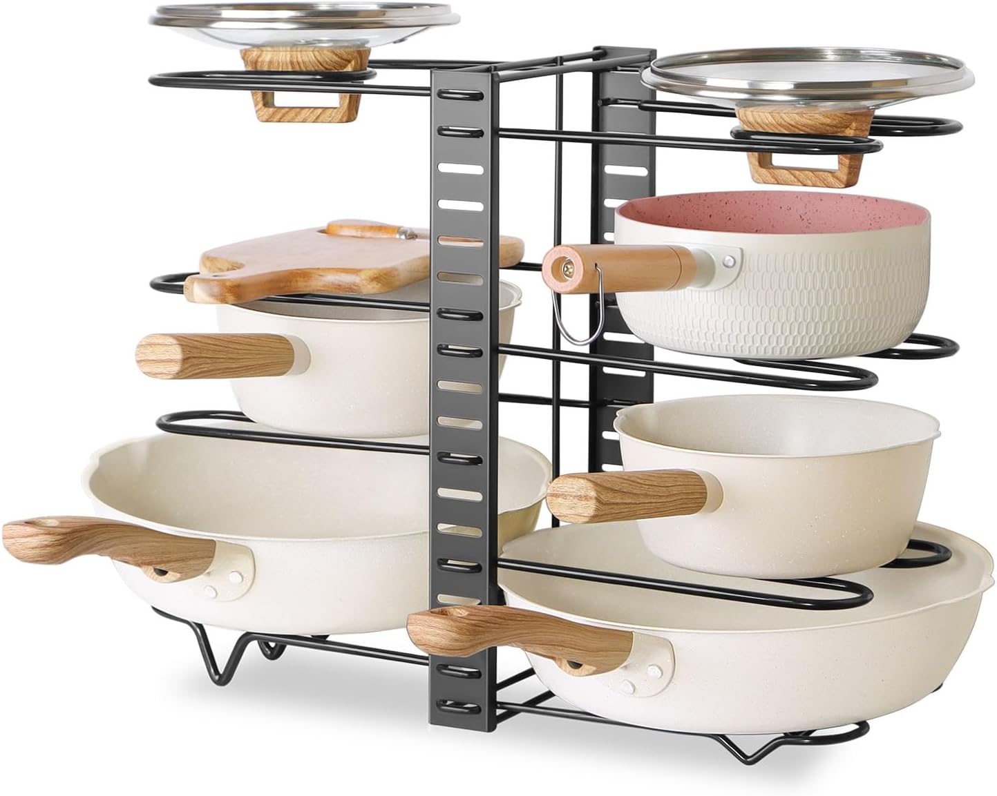 Bakeware & Accessories: CARLA HOME Adjustable 8-Tier Pan Rack Pot Organizer for Kitchen Cabinet